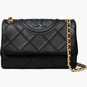 Tory Burch Soft Fleming Small Convertible Black Leather Shoulder Bag